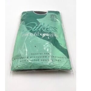 Silkiest Microfiber Tights Control Top Graduated Compression Dark Brown Large